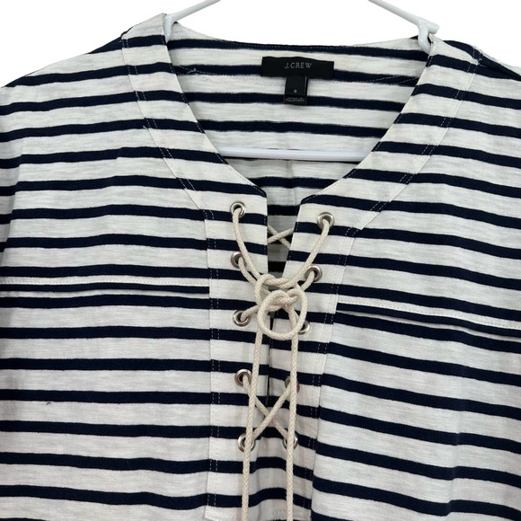 J. Crew size small‎ black and white striped short sleeve blouse top shirt cotton - Picture 3 of 6